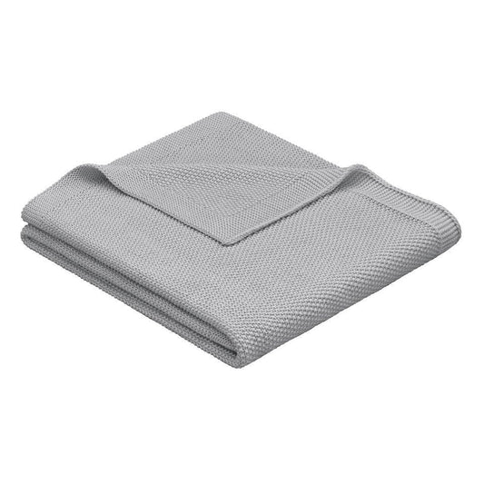 Grey 100% cotton knit blanket