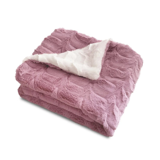 Wavy Two Tone Faux Fur Blanket